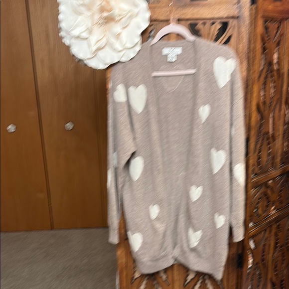 Magaschoni Beige Heart Cardigan Size XL - Picture 5 of 5